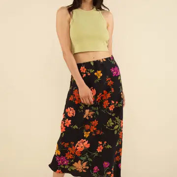 Midnight Bouquet Midi Skirt (S-3X)