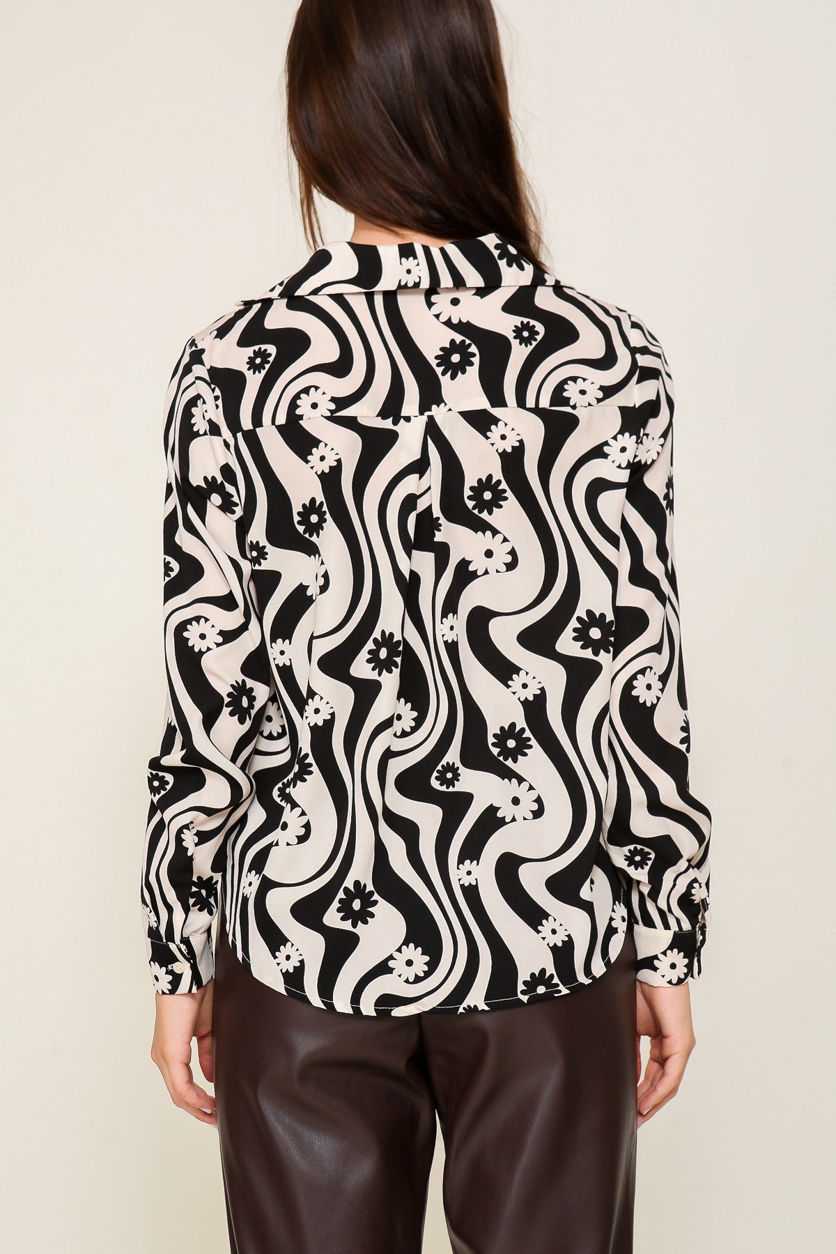 It’s Not Always Black & White Button-Up Blouse (S-L)