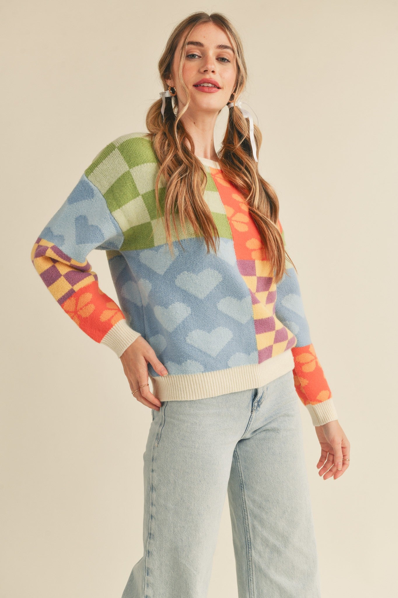 Groovy Patchwork Knit Sweater (S-L)