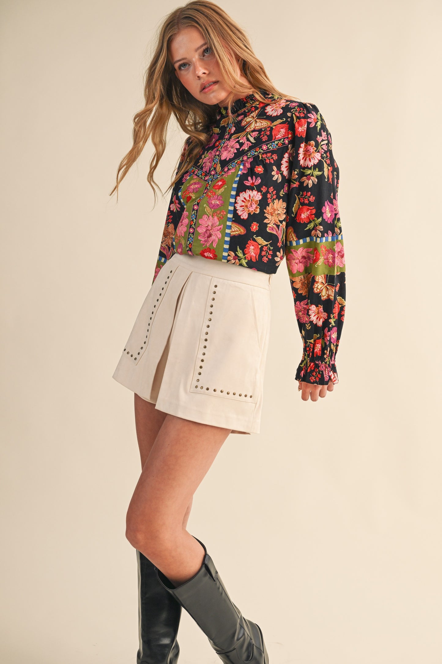 Midnight Garden Ruffle Blouse (S-L)