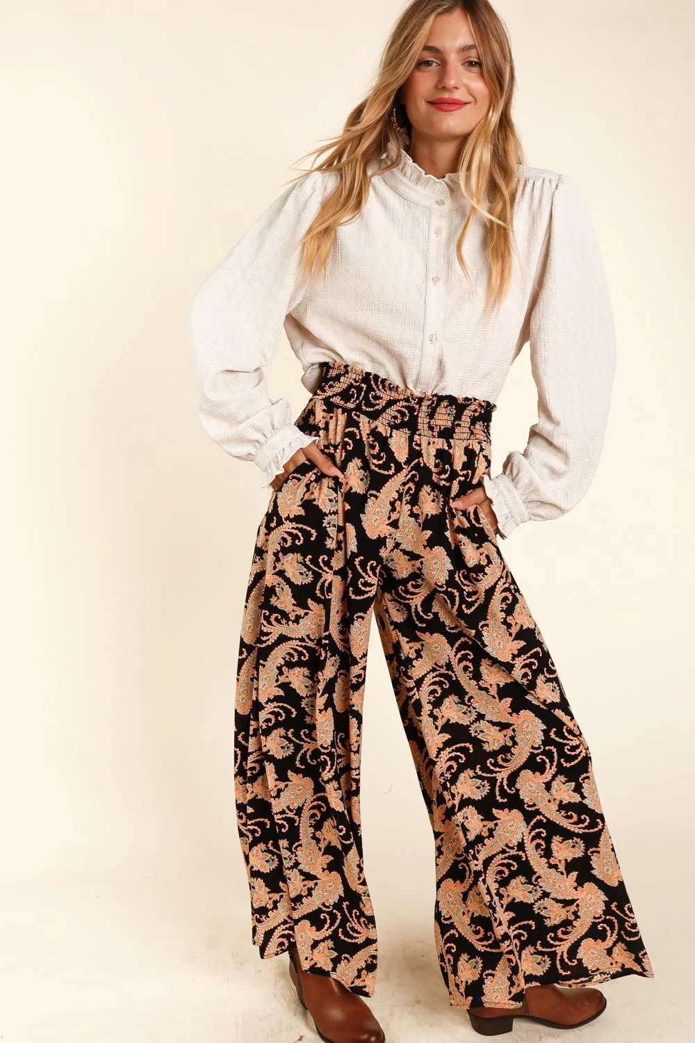 Sunset Paisley Palazzo Pants (2X-3X)