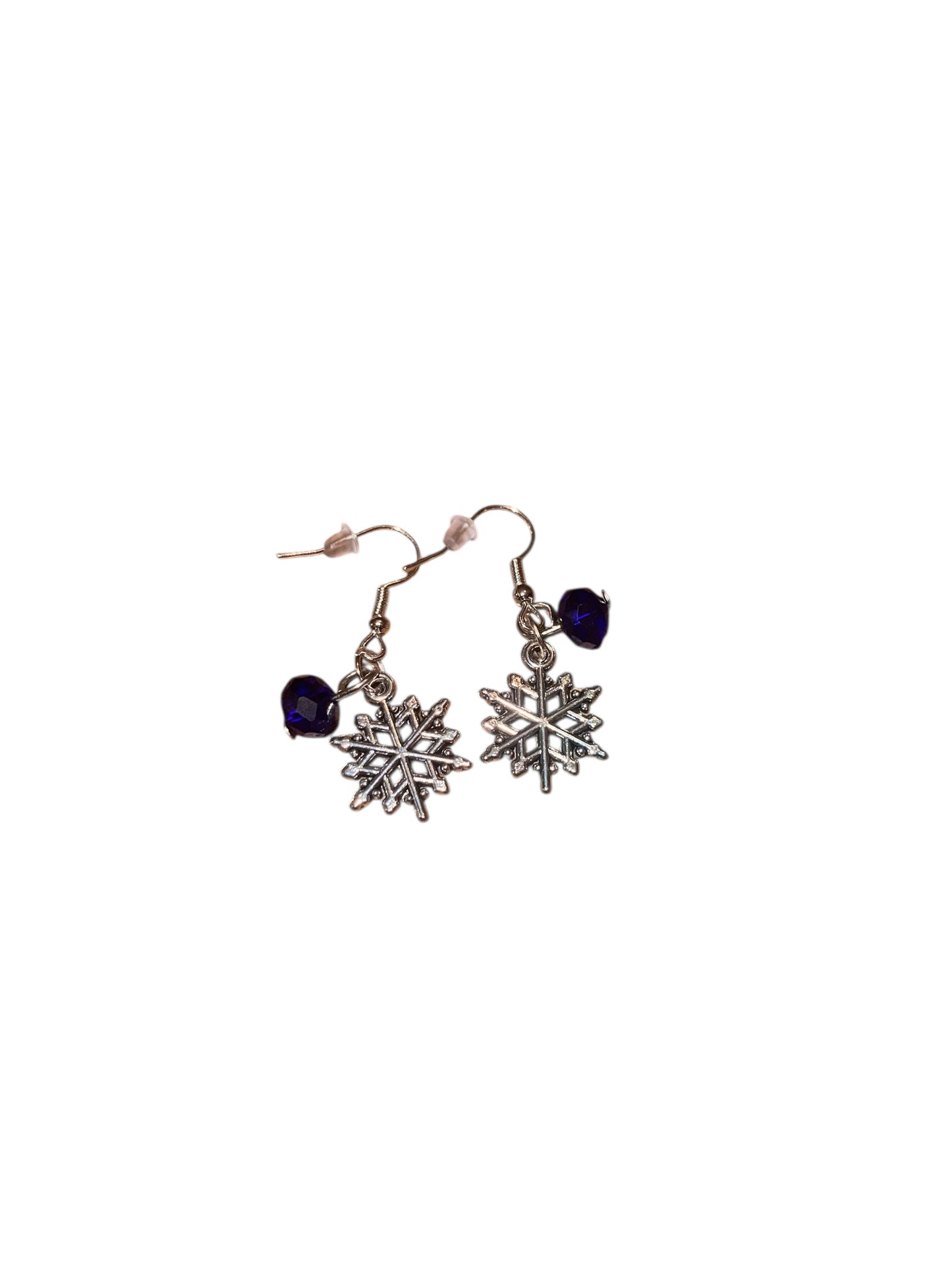 Silver & Blue Snowflake Dangle Earrings