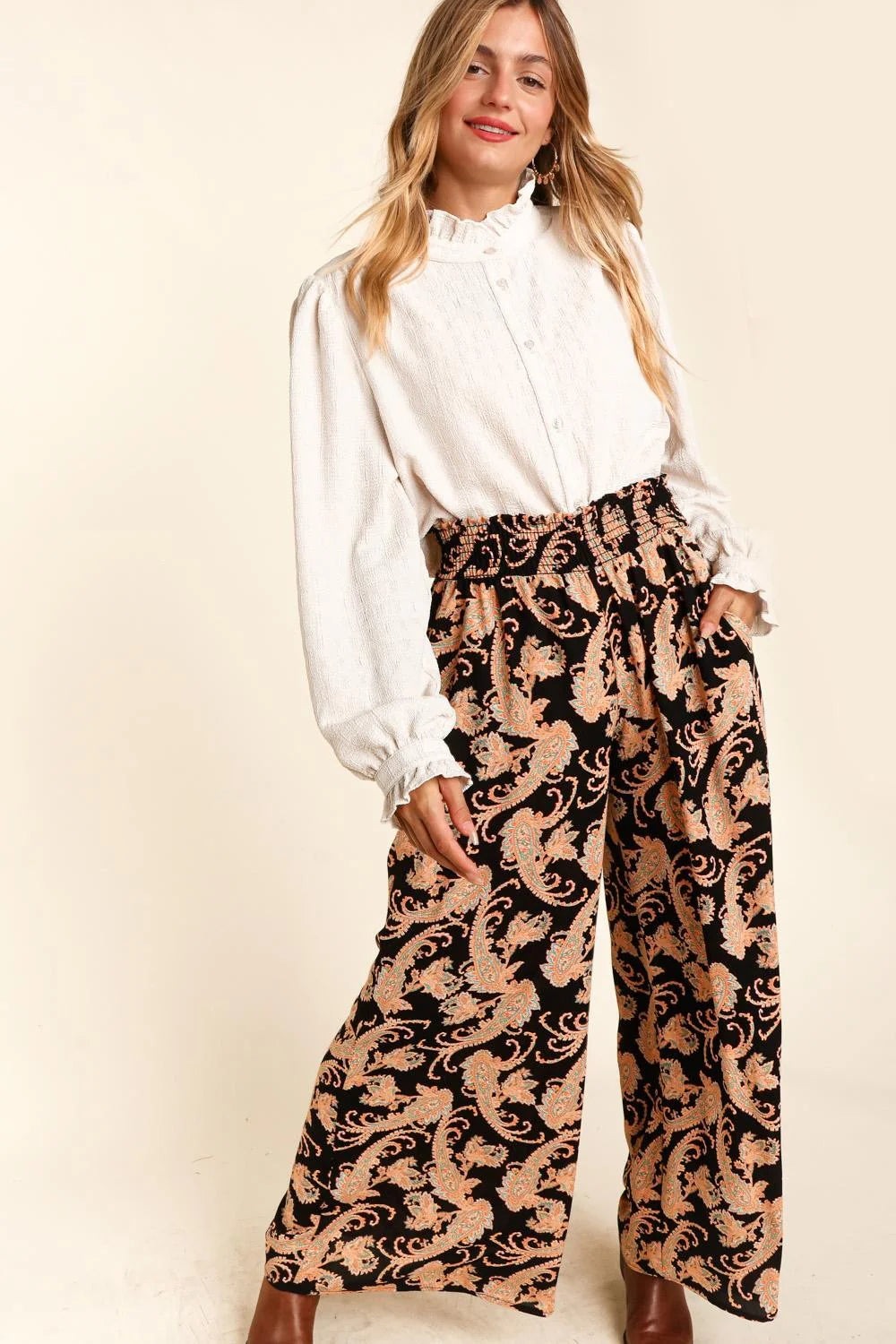 Sunset Paisley Palazzo Pants (2X-3X)