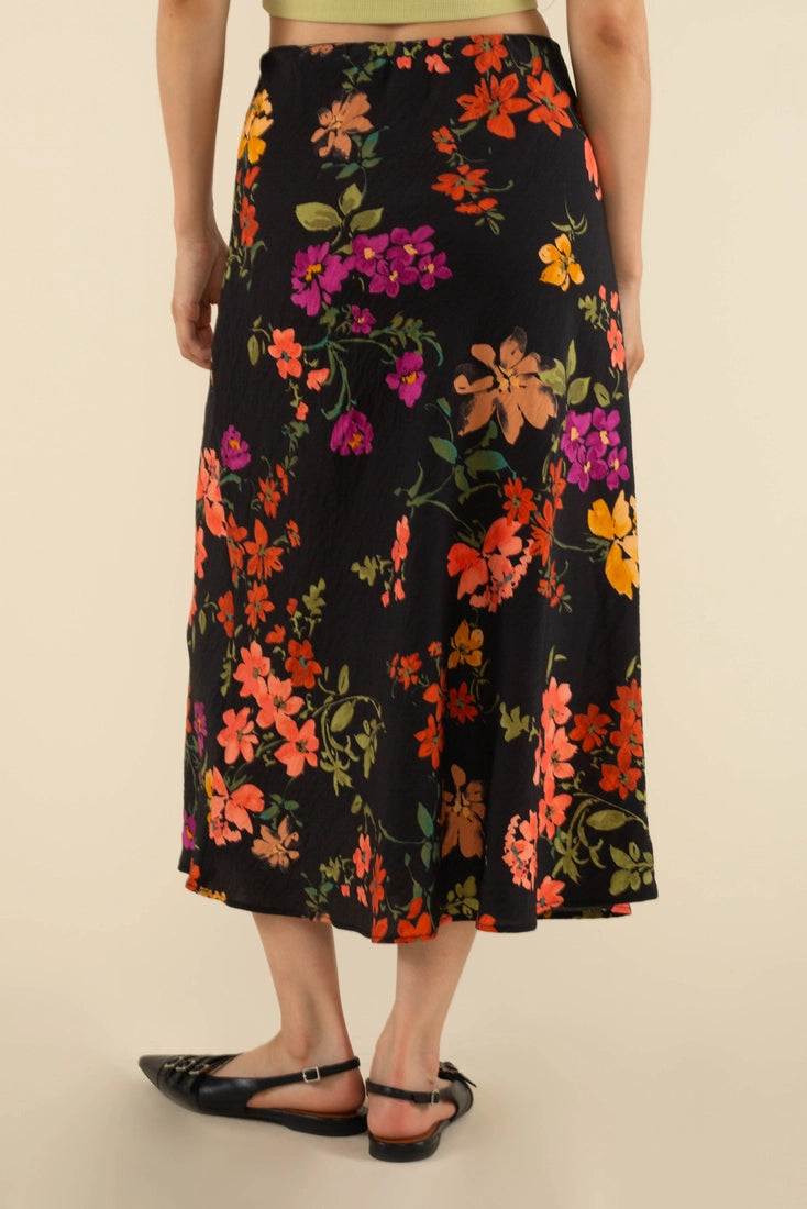 Midnight Bouquet Midi Skirt (S-3X)