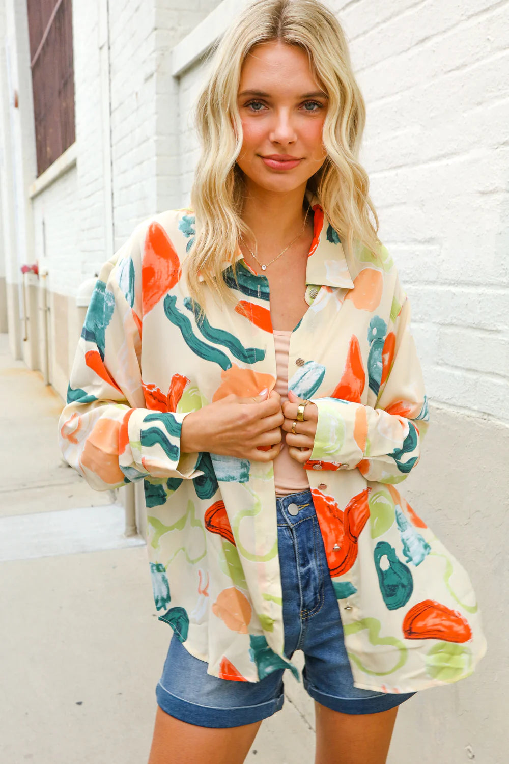 Retro Reverie Abstract Button-Up (S-L)