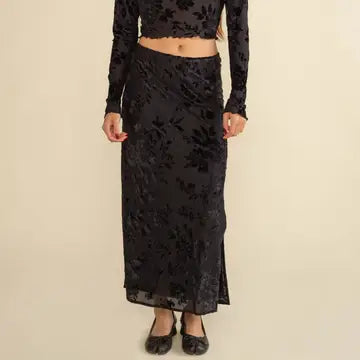 Gothic Garden Velvet Skirt and Crop Top Set (S-L)
