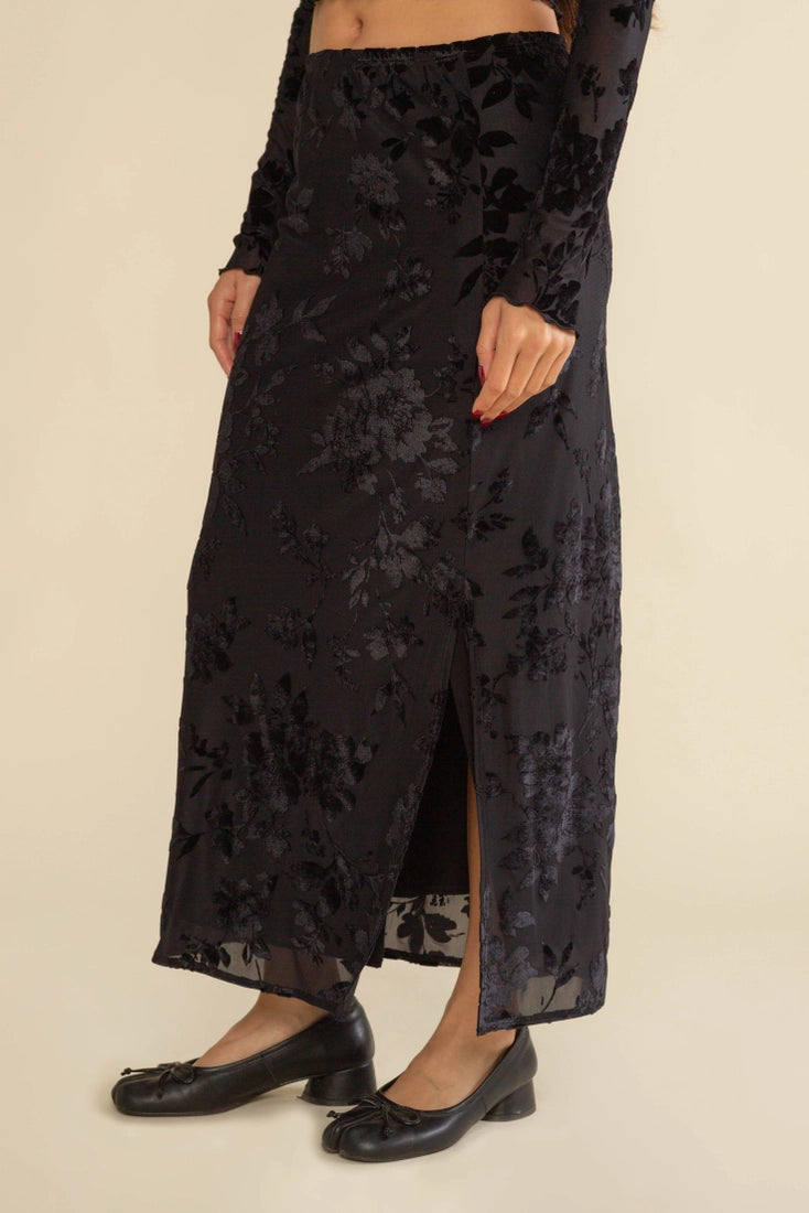 Gothic Garden Velvet Skirt and Crop Top Set (S-L)