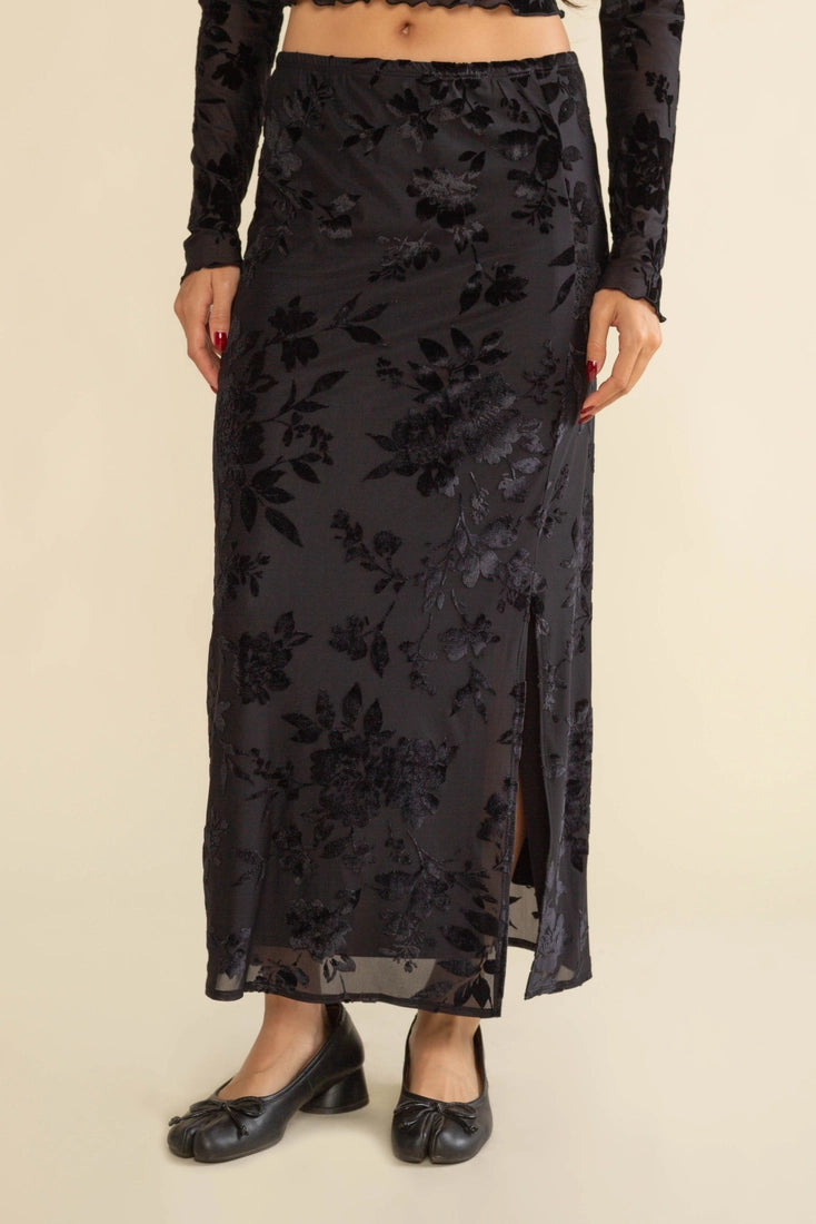 Gothic Garden Velvet Skirt and Crop Top Set (S-L)