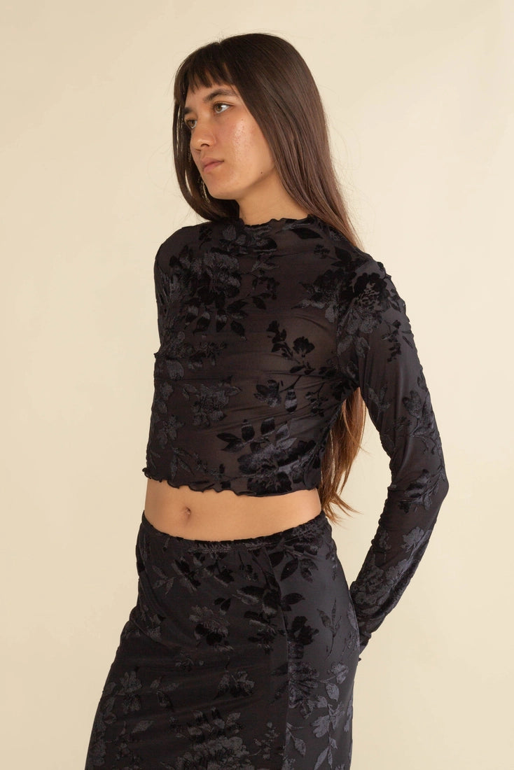 Gothic Garden Velvet Skirt and Crop Top Set (S-L)