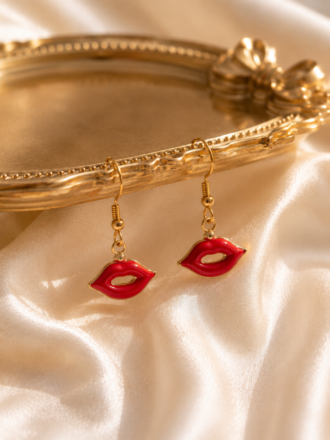 Kiss Me Red Lip Dangle Earrings