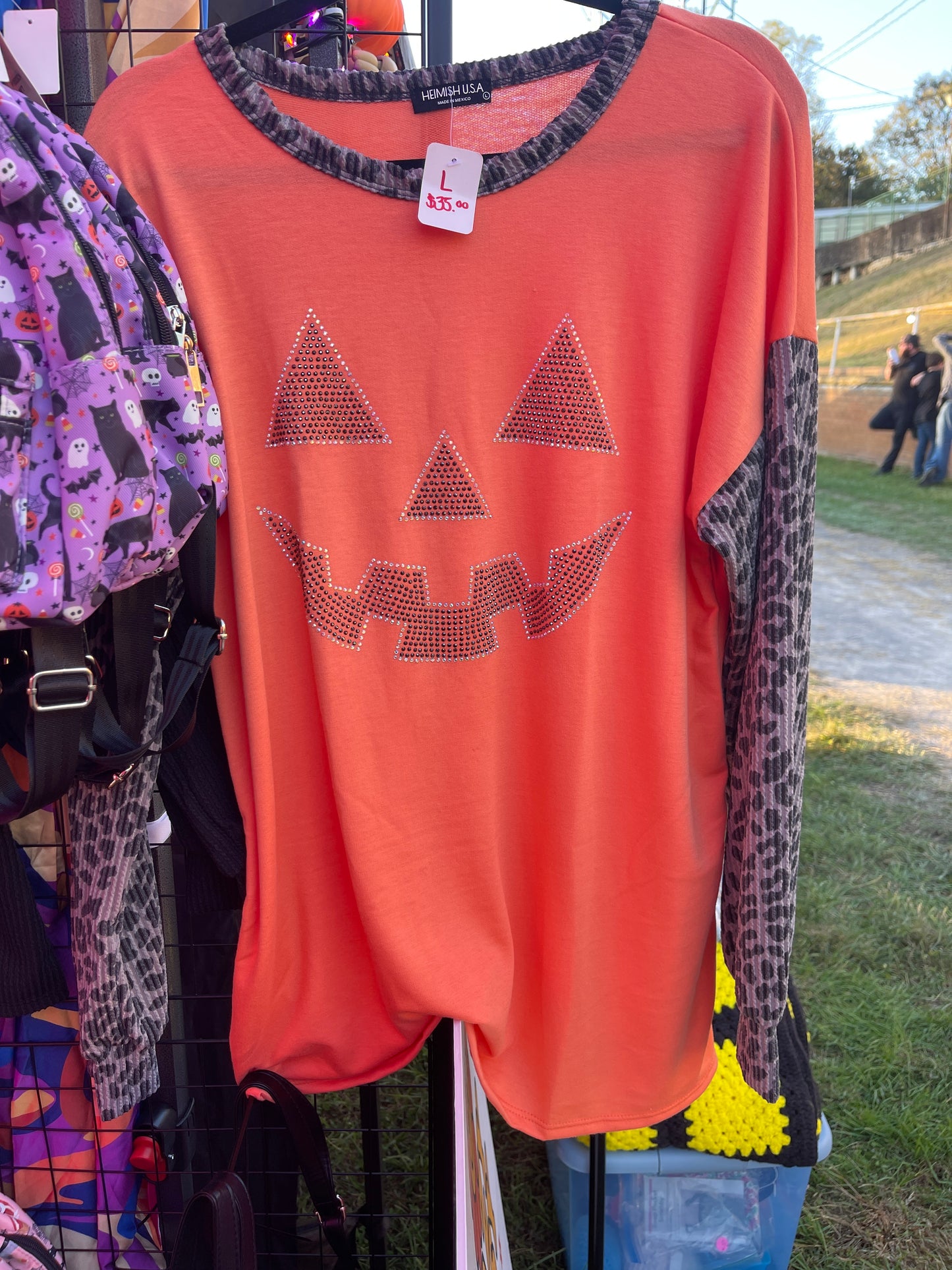 Jack-O’-Leopard Rhinestone Top (S-3X)