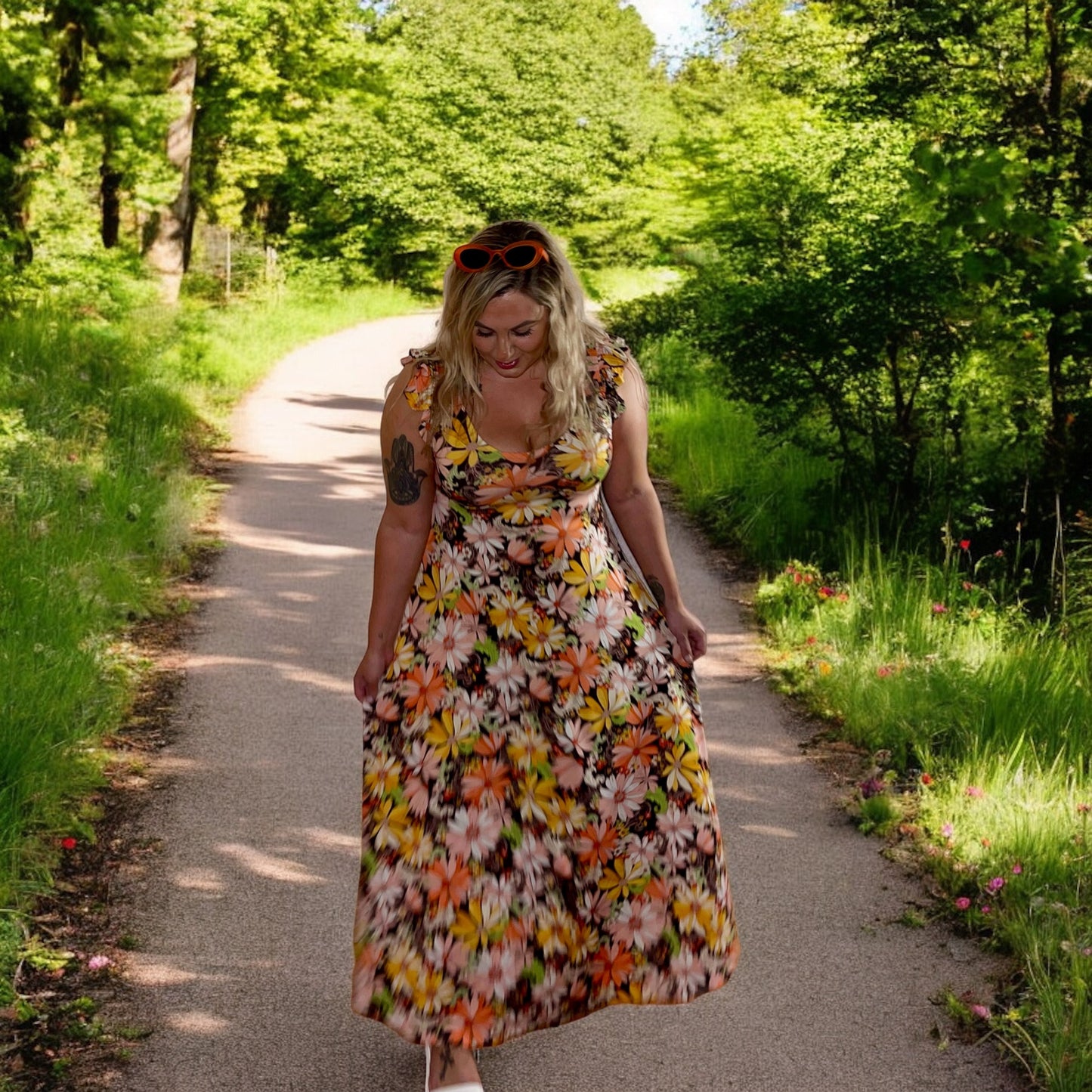 70’s Disco Daisy Floral Maxi Dress (S-L)