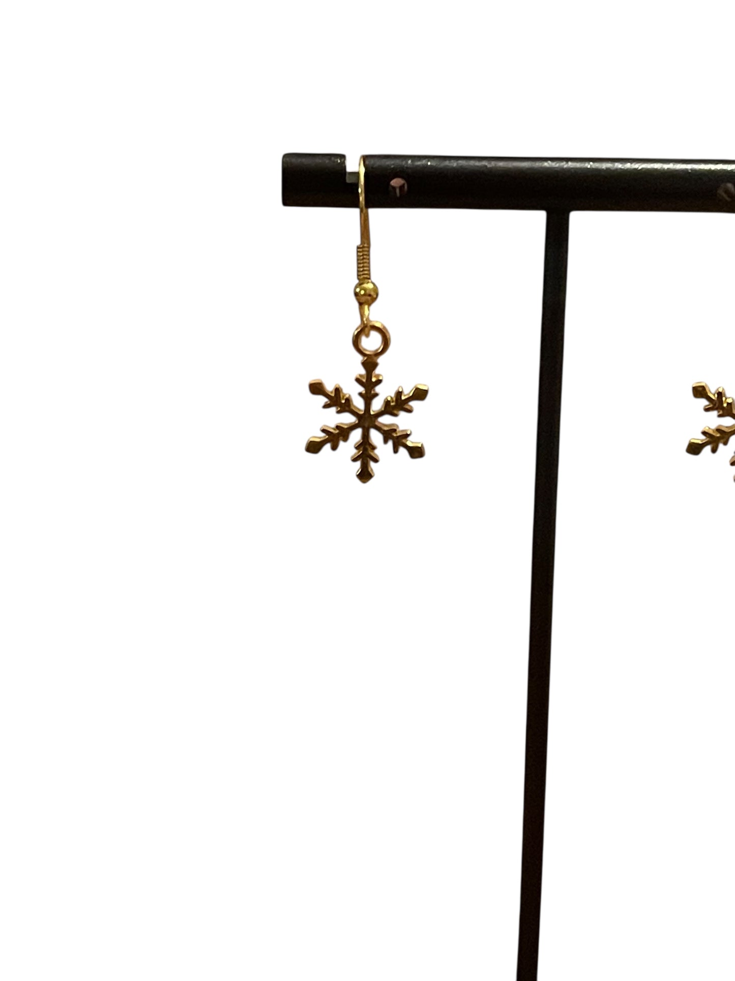 Dainty Gold Snowflake Dangle Earrings