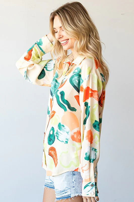 Retro Reverie Abstract Button-Up (S-L)