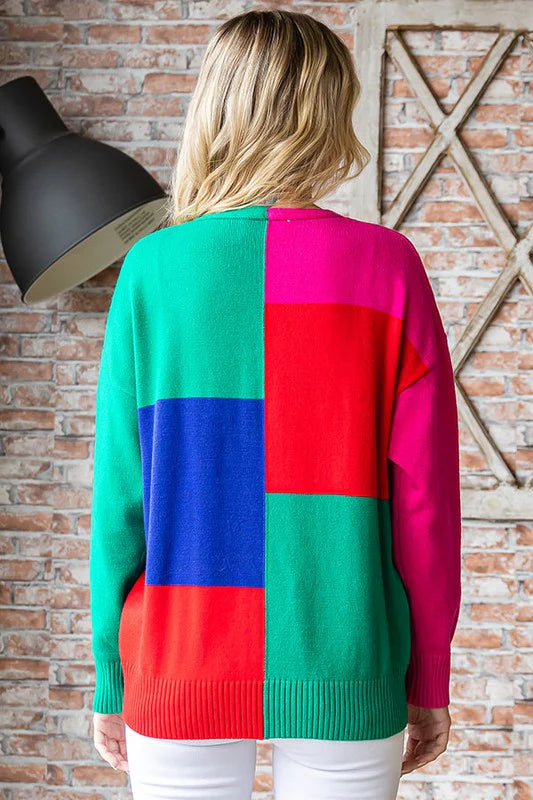 Good Mood Colorblock Knit Cardigan