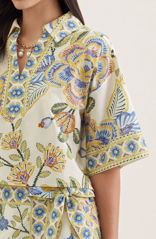 Blue Mediterranean Mosaic Blouse (S-L)