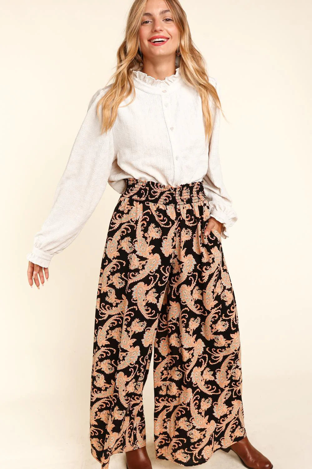 Sunset Paisley Palazzo Pants (2X-3X)