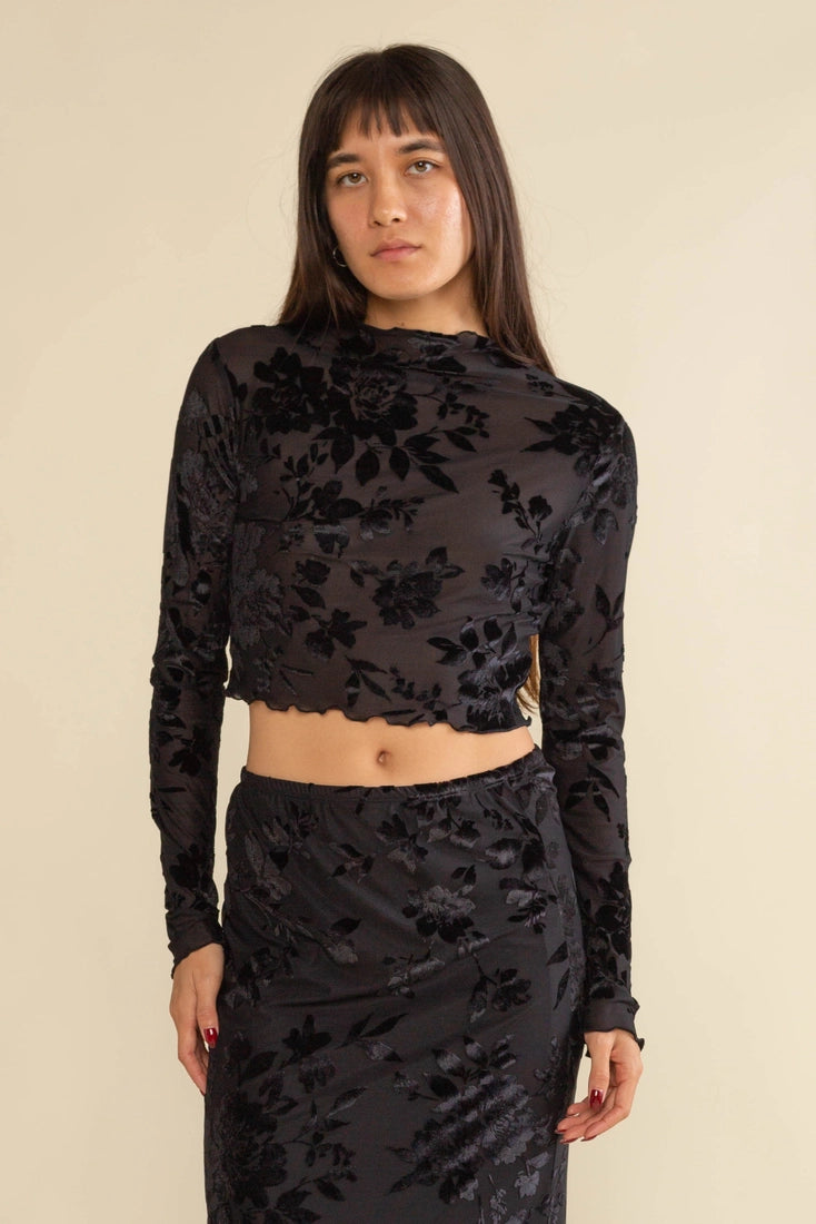 Gothic Garden Velvet Skirt and Crop Top Set (S-L)