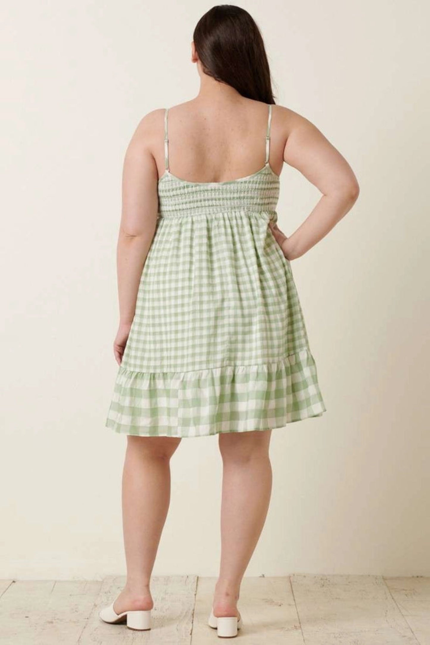 Garden Gingham Smocked Curve Mini Dress (XL-2X)