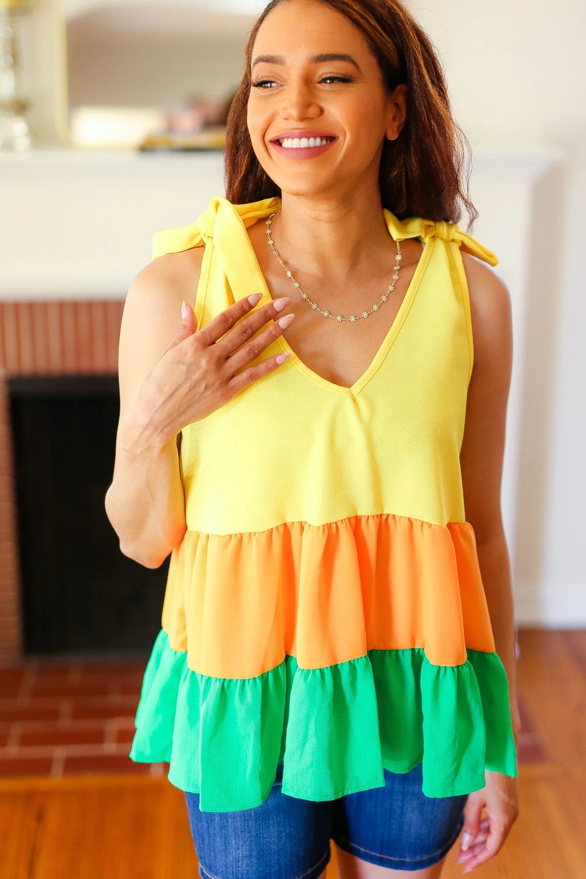 Lemon Drop Ruffle Top (S-L;3X)