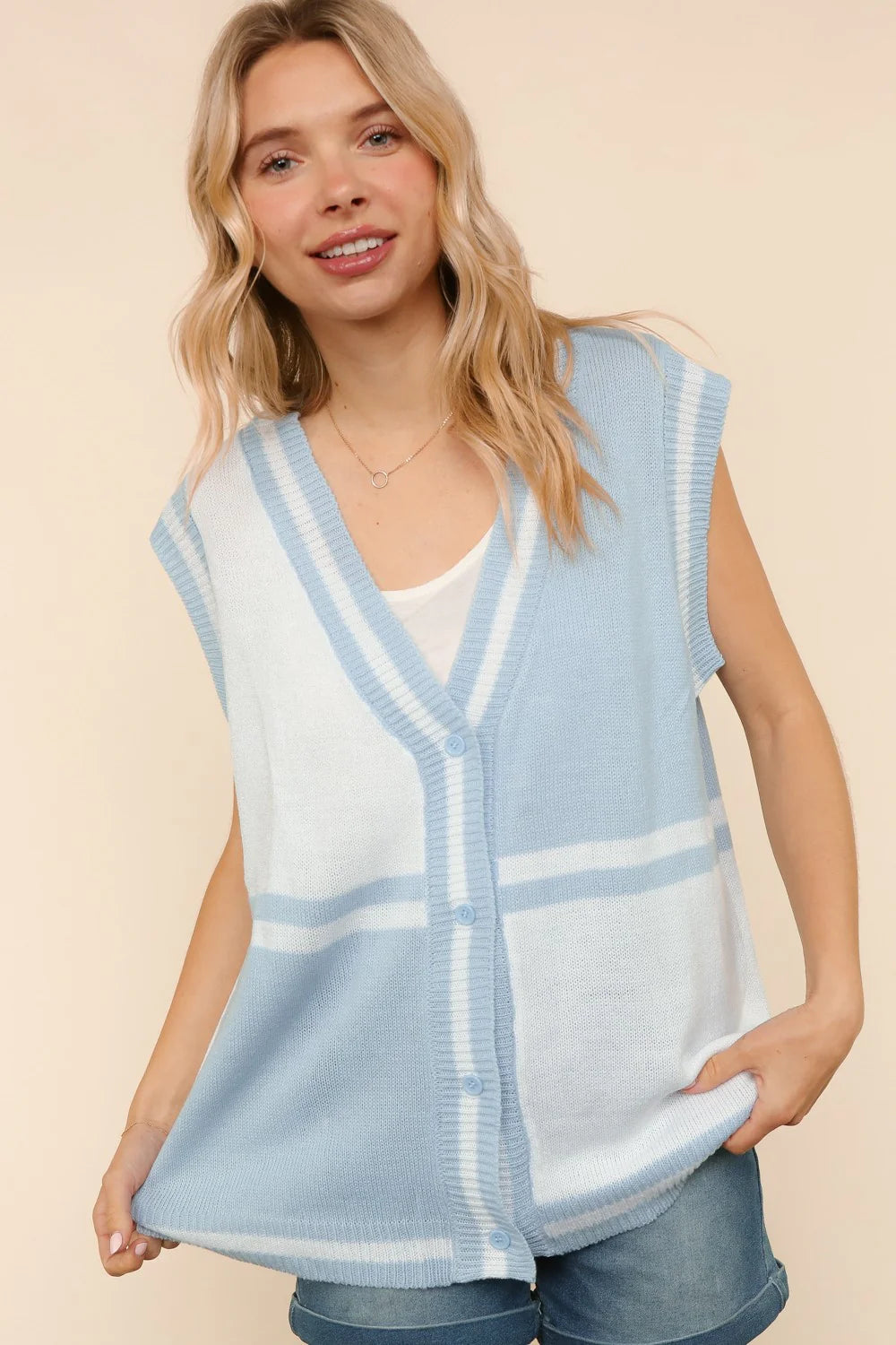 Blue Skies Colorblock Sweater Vest (S-3X)