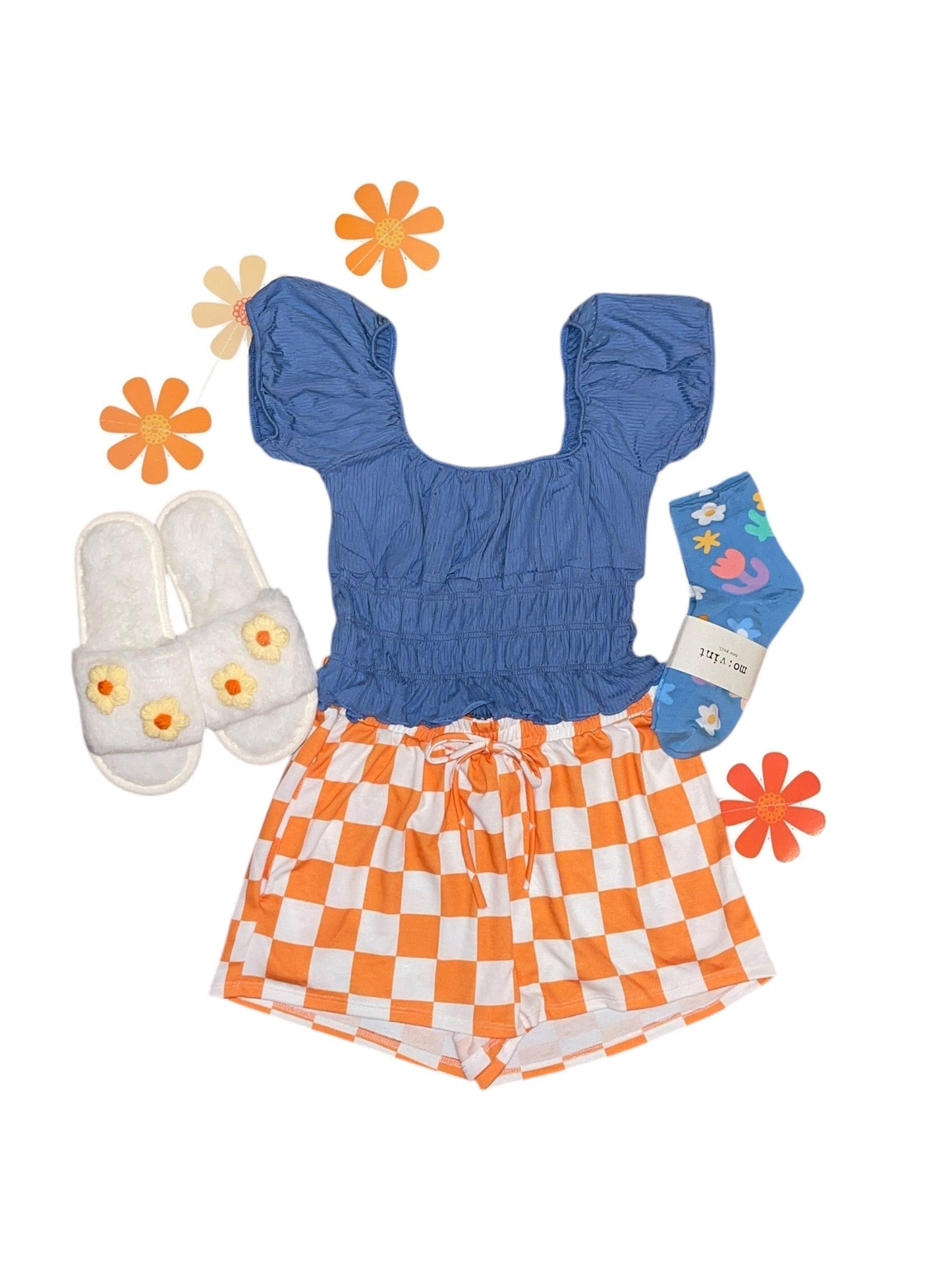 Tangerine Dream Checkered Lounge Shorts (S-3X)