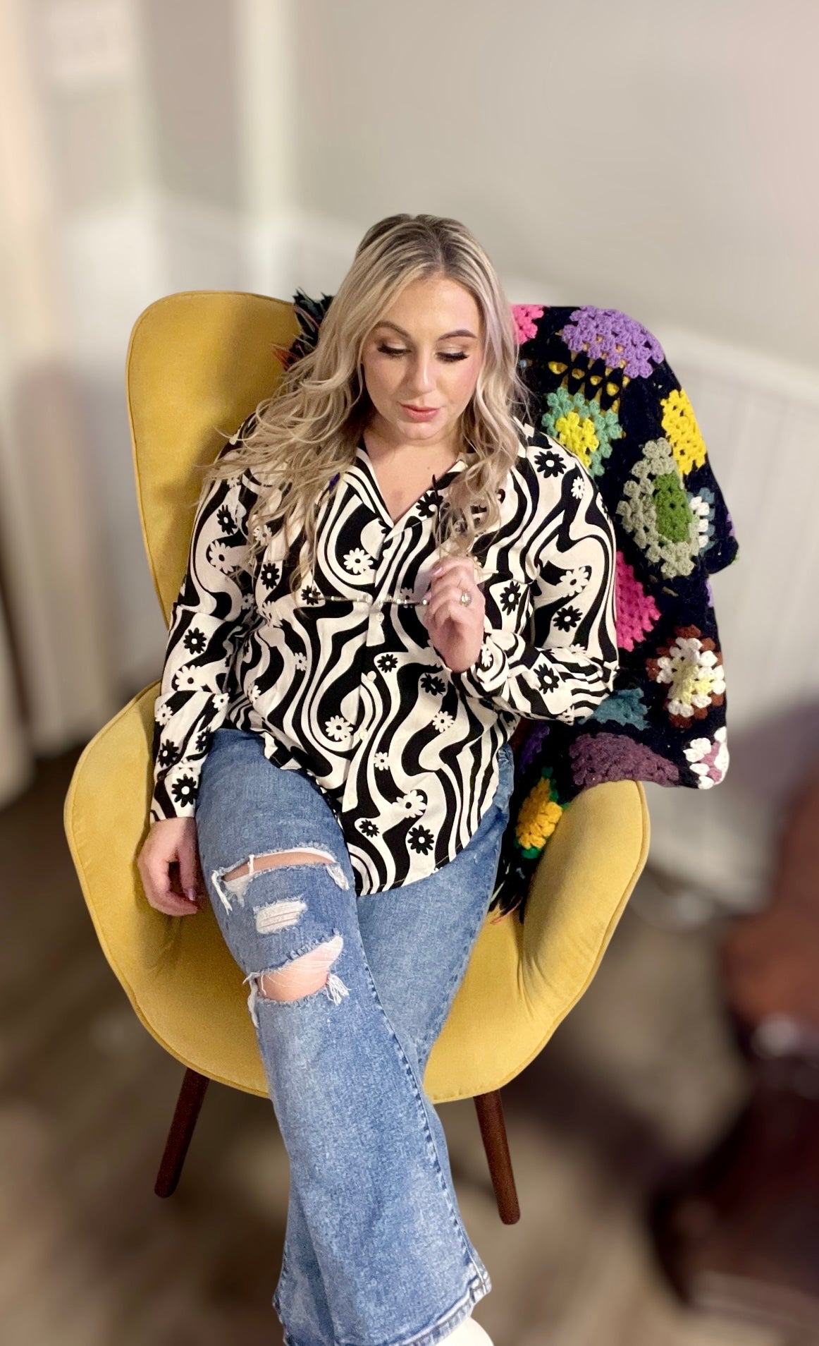 It’s Not Always Black & White Button-Up Blouse (S-L)