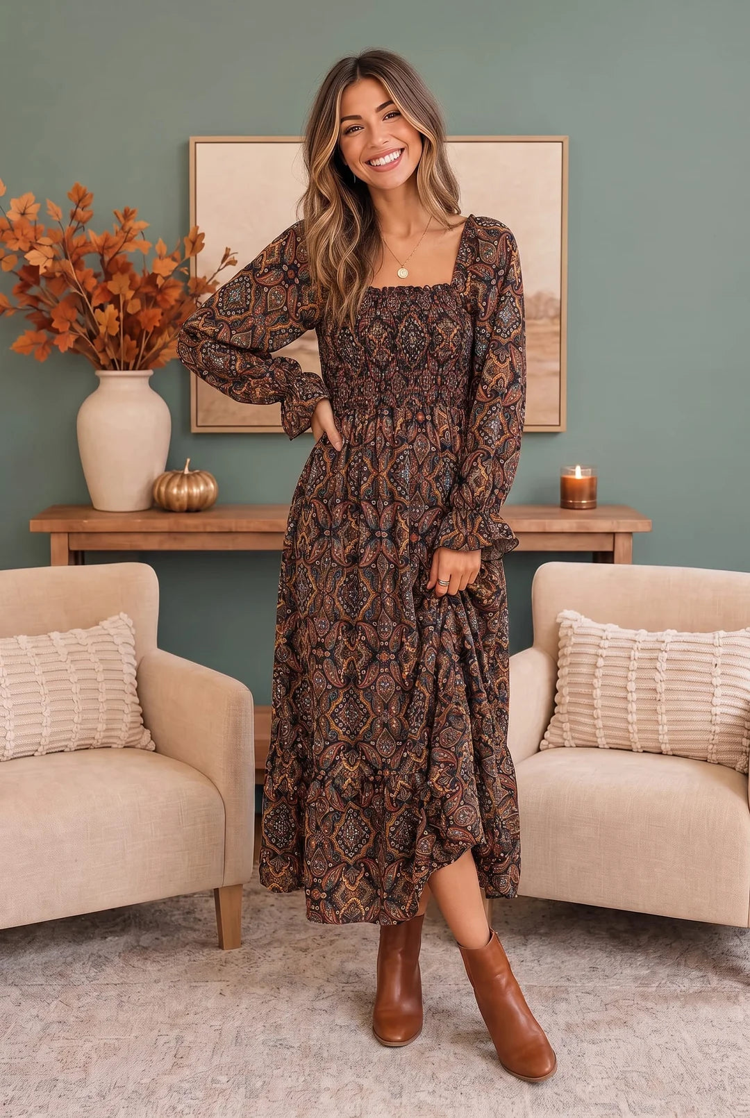 Vintage Soul Paisley Maxi Dress (S-L)