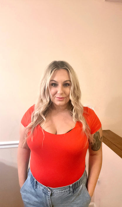 Christmas Cherry Red Double Lined Bodysuit (S-L)