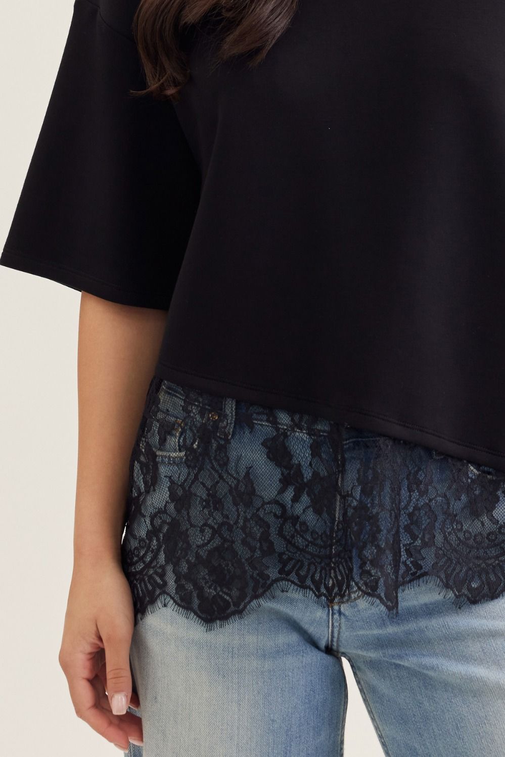Afterglow Black Lace Trim Top (S-L)