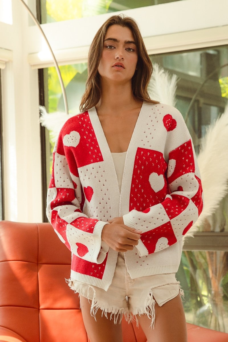 Love Letter Heart Knit Cardigan (S-3X)