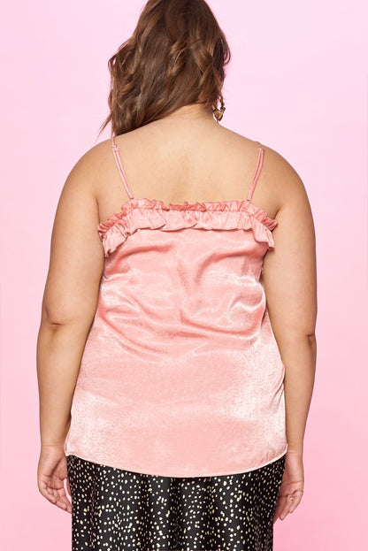 Soft Romance Satin Ruffle Cami (S-3X)