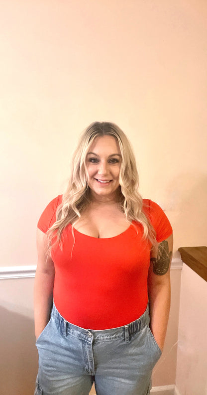 Christmas Cherry Red Double Lined Bodysuit (S-L)