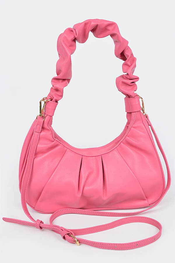 Pleated Simple Shoulder Bag: Pink