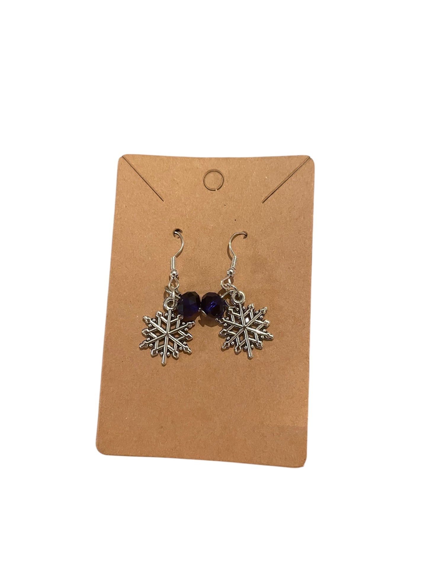 Silver & Blue Snowflake Dangle Earrings