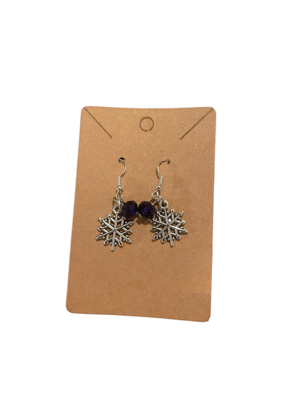 Silver & Blue Snowflake Dangle Earrings