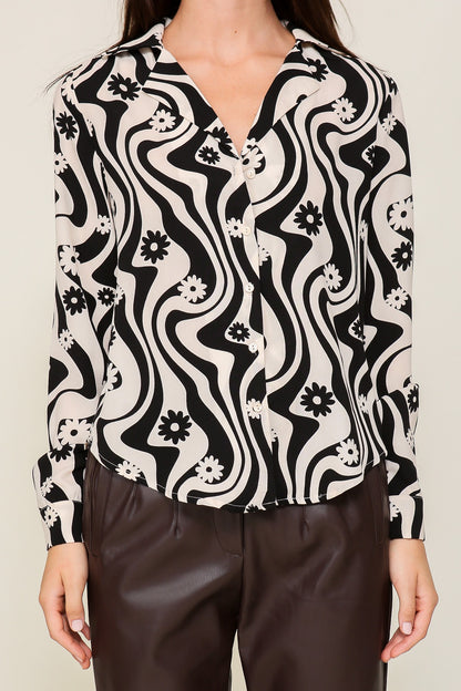 It’s Not Always Black & White Button-Up Blouse (S-L)