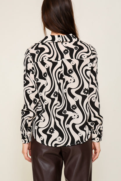 It’s Not Always Black & White Button-Up Blouse (S-L)