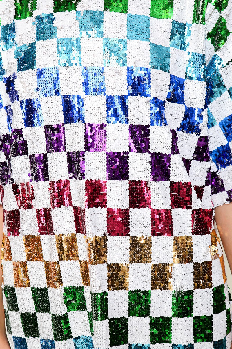 Electric Daydream Rainbow Sequin Mini Dress (S-L)