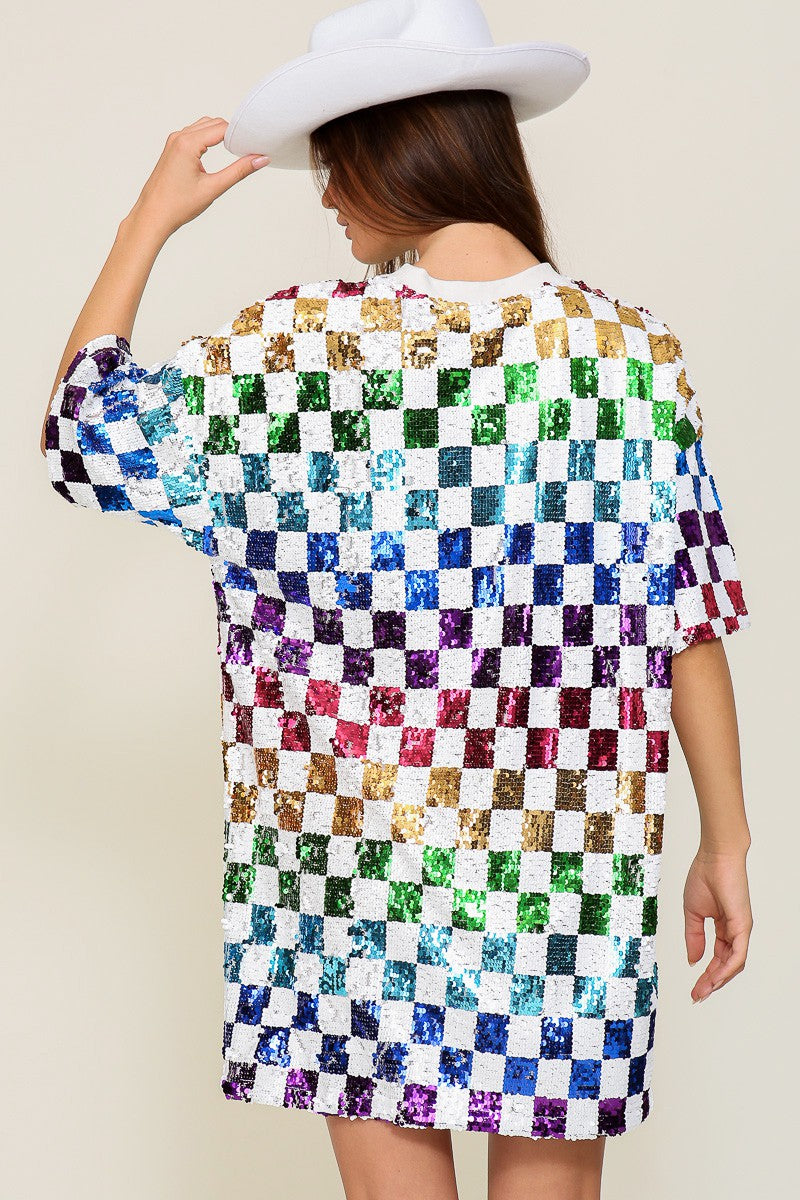 Electric Daydream Rainbow Sequin Mini Dress (S-L)