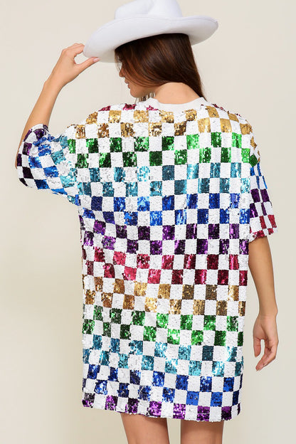 Electric Daydream Rainbow Sequin Mini Dress (S-L)