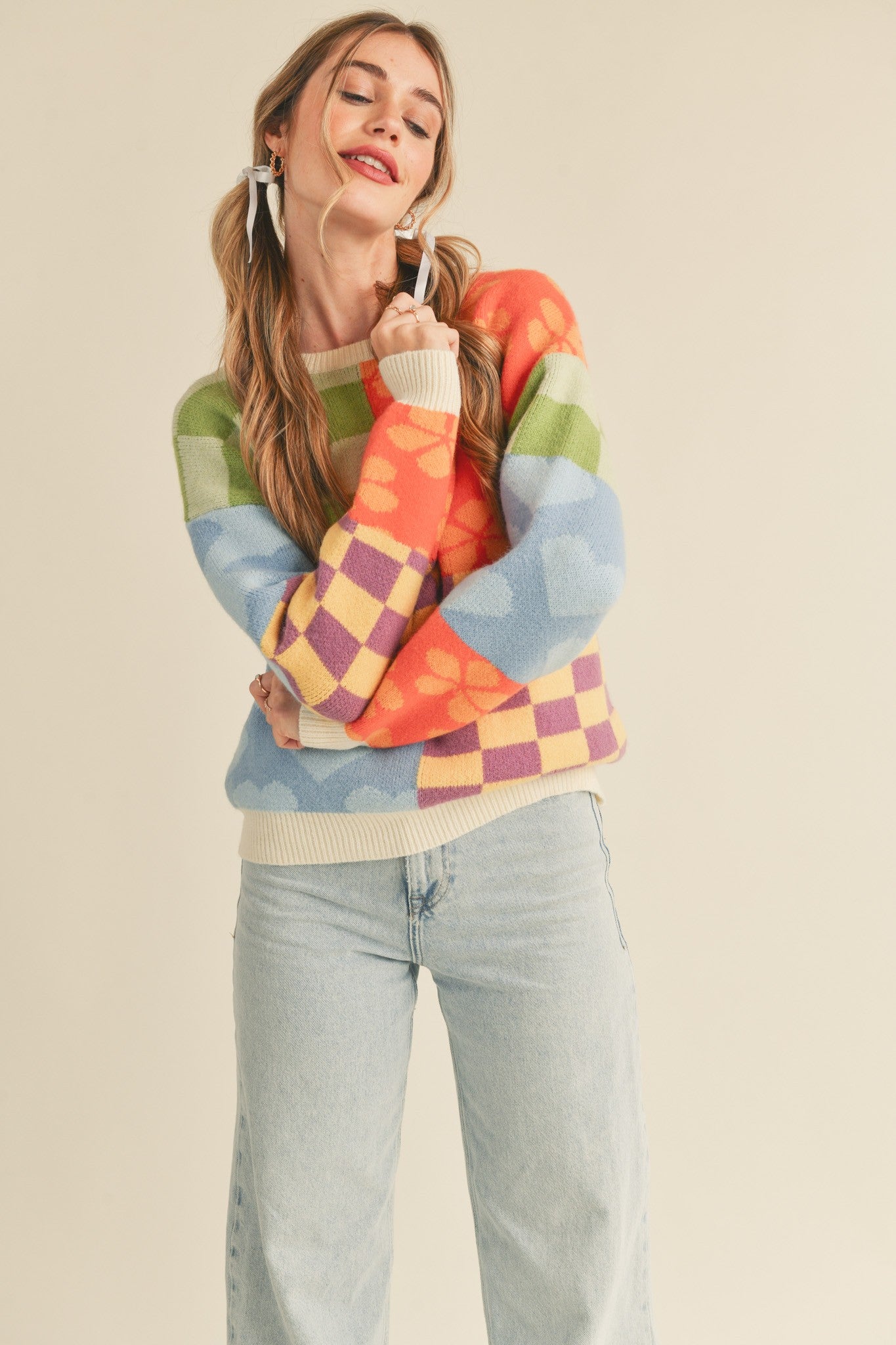 Groovy Patchwork Knit Sweater (S-L)
