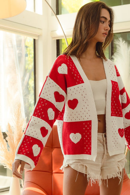 Love Letter Heart Knit Cardigan (S-3X)