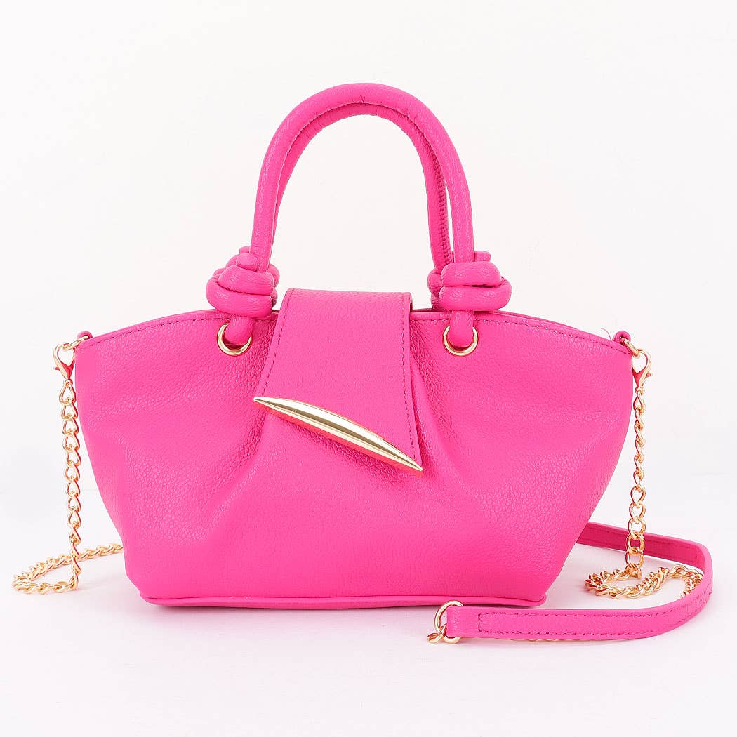 Pink Vegan Leather Top Handle Bag