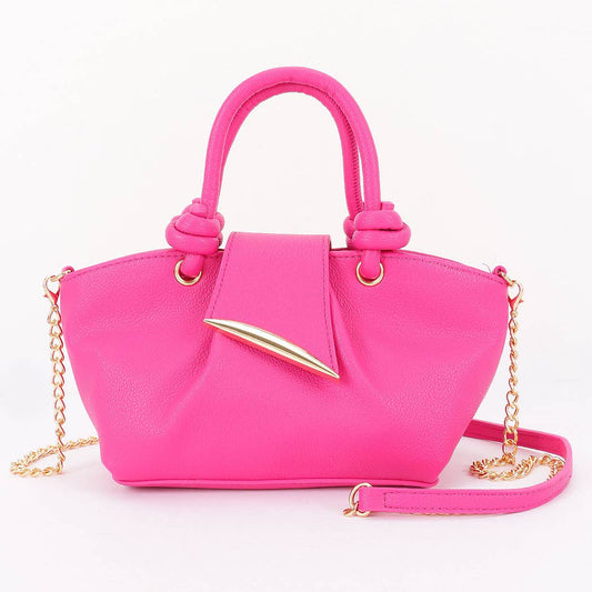 Pink Vegan Leather Top Handle Bag