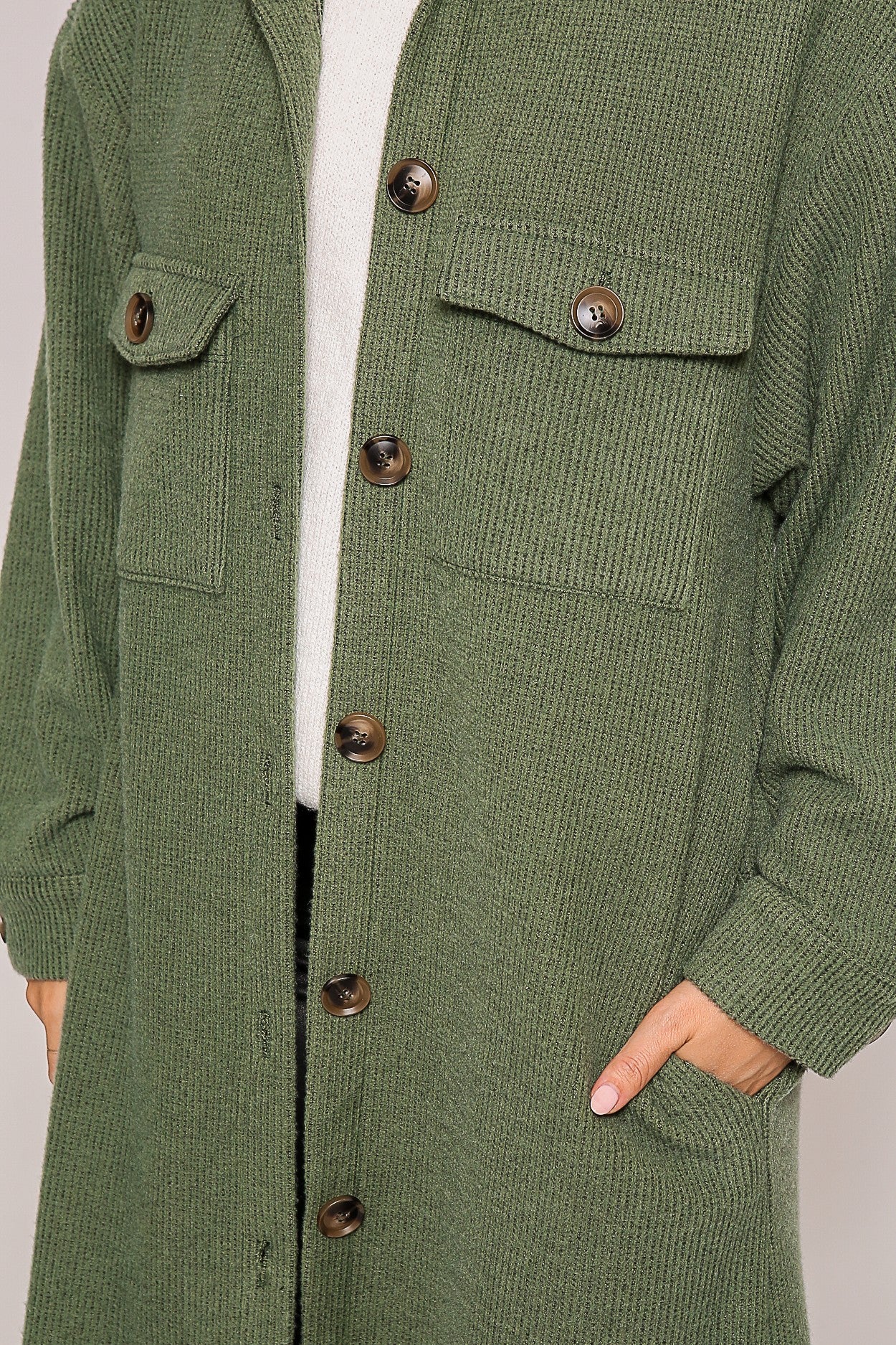 Olive Grove Waffle Knit Shacket (S-L)