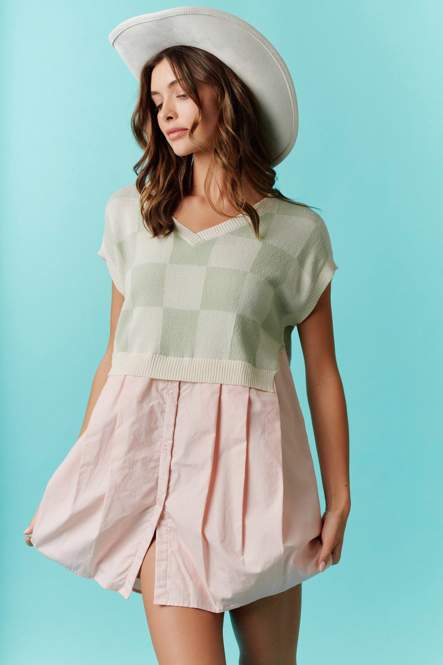 Pastel Picnic Checkered Dress (S-L)