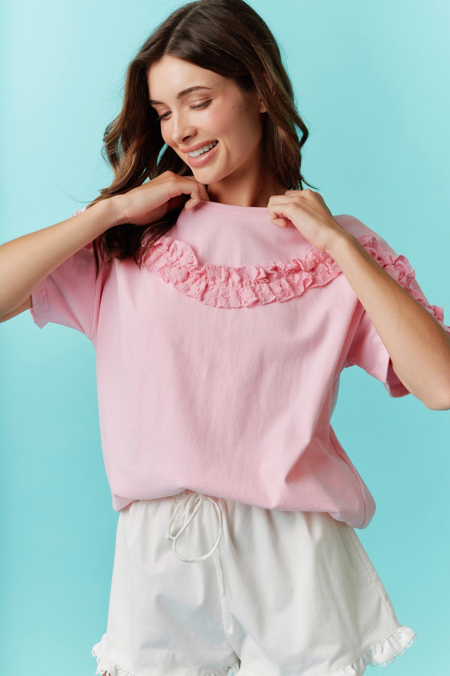 Blush Ruffle Darling Tee (S-L)