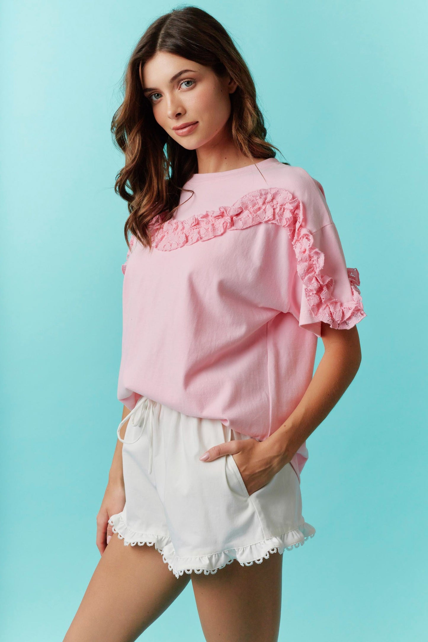 Blush Ruffle Darling Tee (S-L)