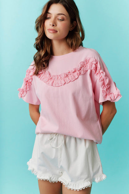 Blush Ruffle Darling Tee (S-L)